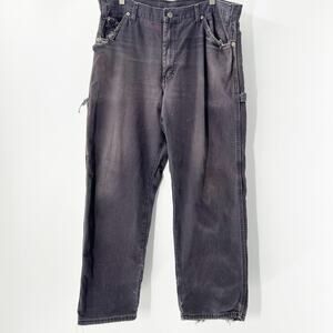 Dickies Men's Black Utility Relaxed Fit Straight Cargo Denim Jeans Size 38x30